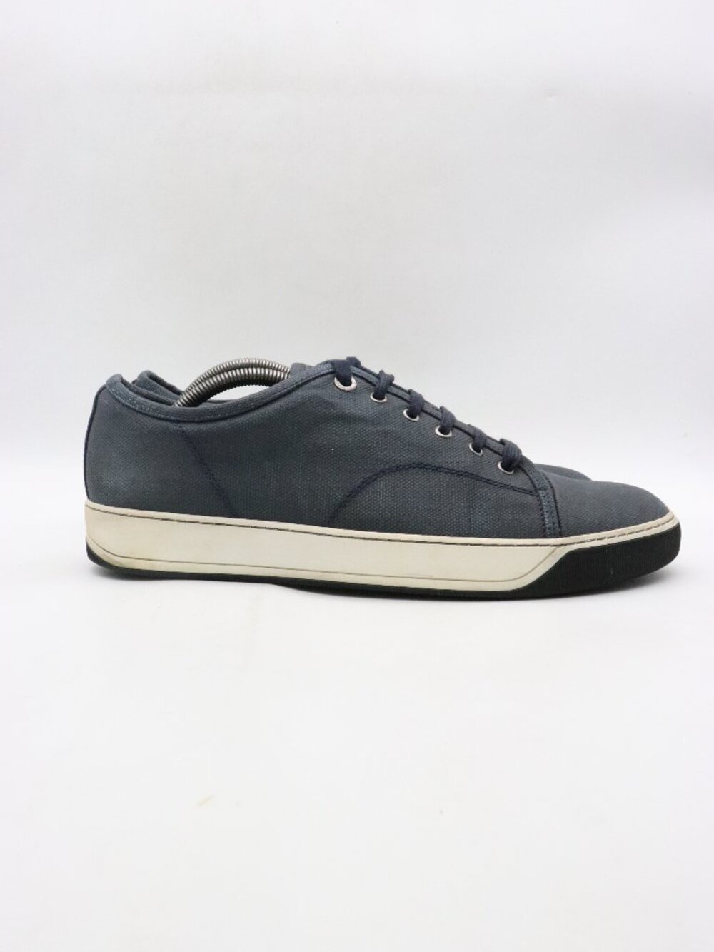 Lanvin DBB1 Navy Blue Linen Men's Size UK 11 US 12 Low Top Sneakers Lace Up